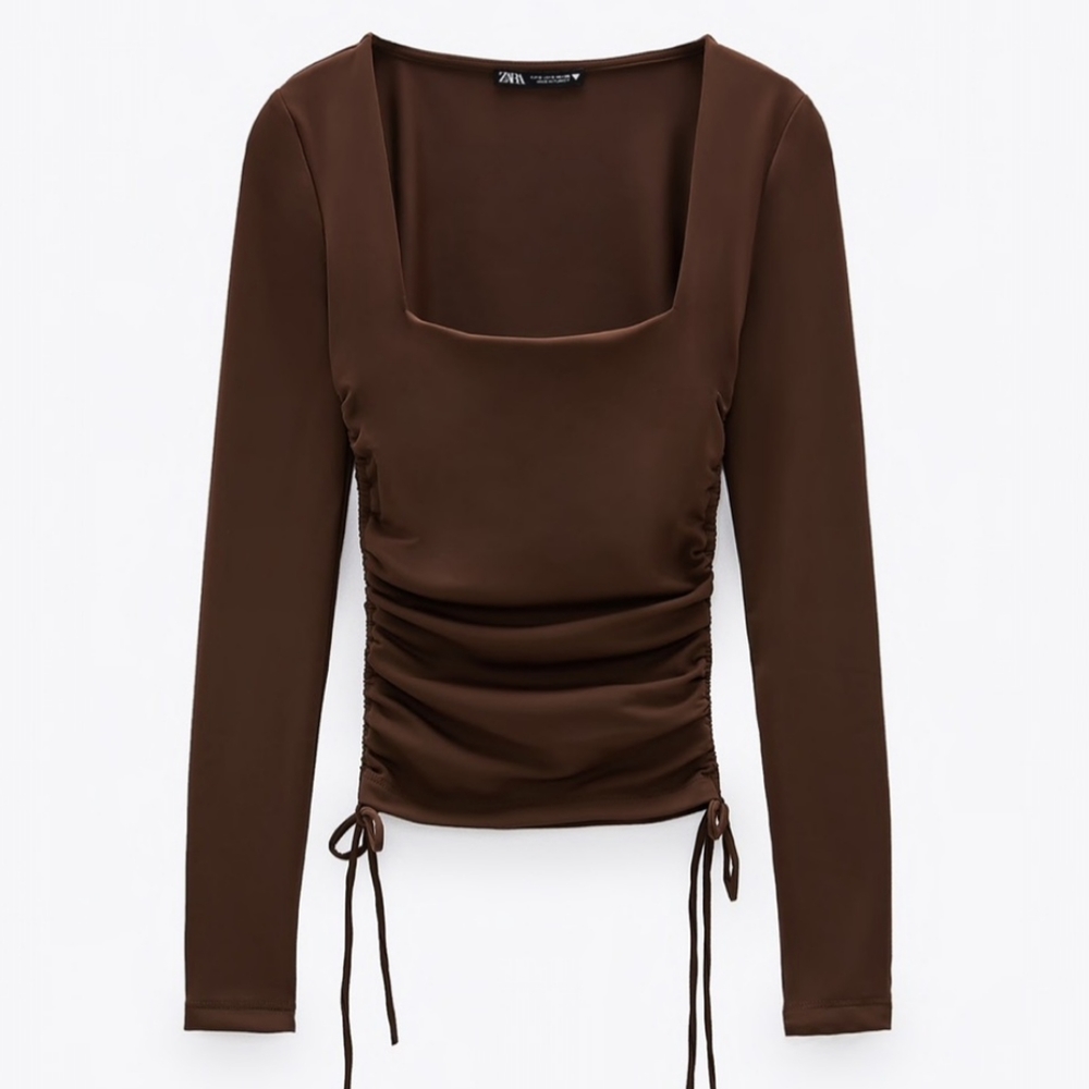 Zara Chocolate brown top - Picture 3 of 5